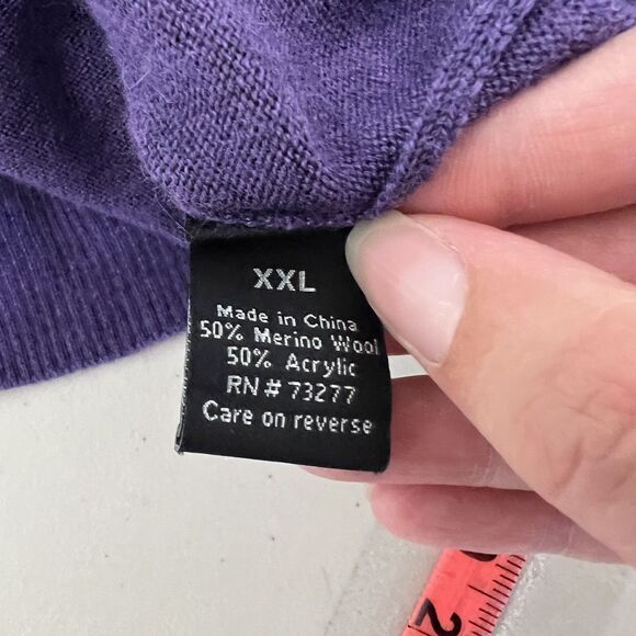 Apt. 9 Men’s XXL Argyle V-Neck Sweater Purple Merino Wool Blend Preppy Classic - Picture 6 of 13